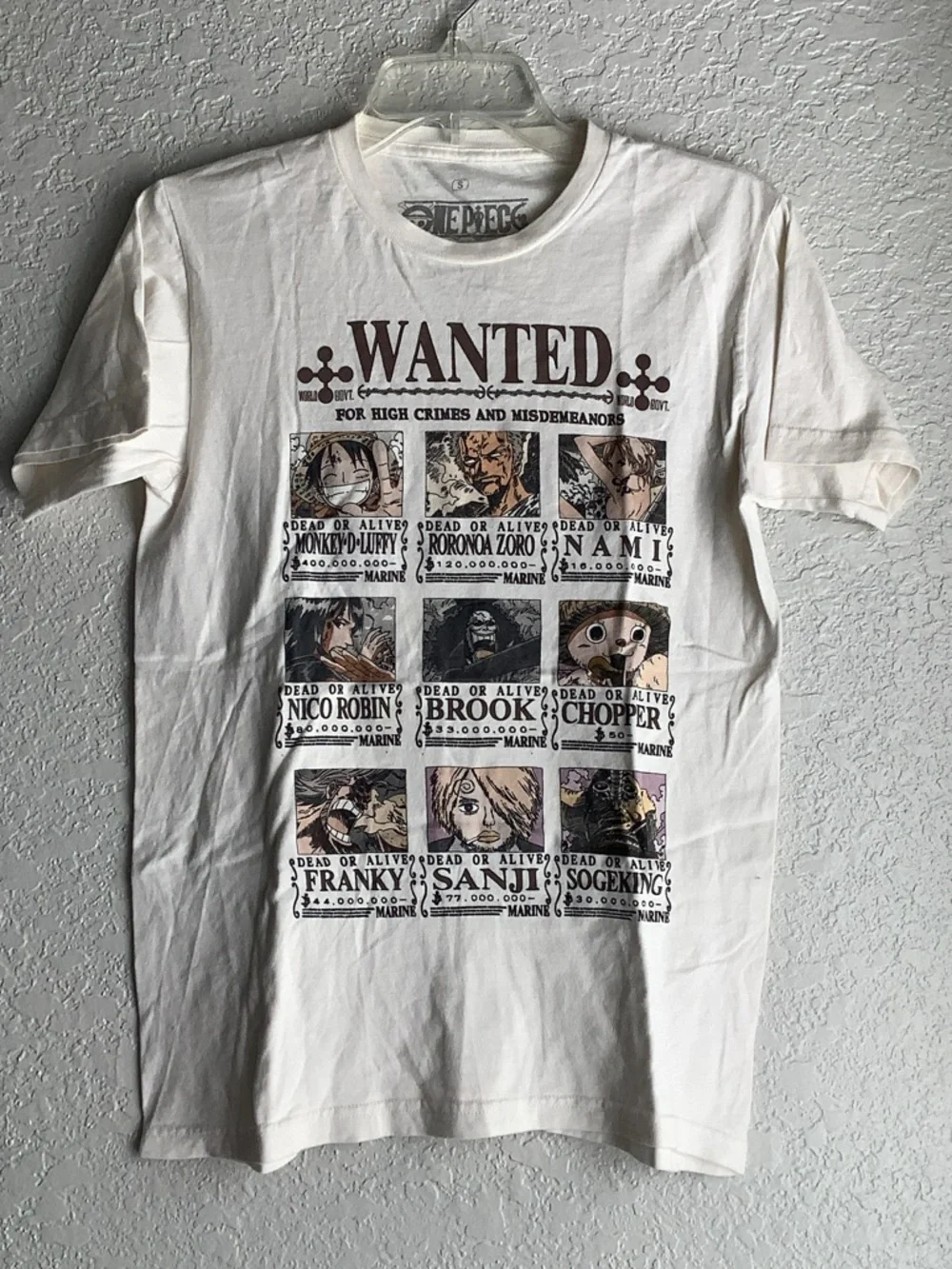 Onepiece White Graphic 'WANTED' Crewneck Tee with Multi-Color Poster Print - Picture 1 of 5